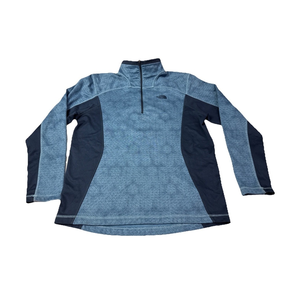 North Face Sweater‎ Men Large Blue Fleece Lined Pull Over Jacket  Quarter Zip 2j